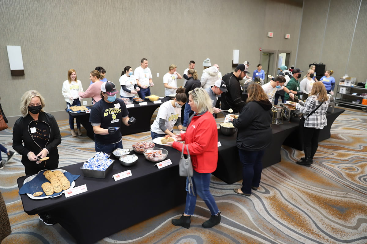 buffet line at caters taters event